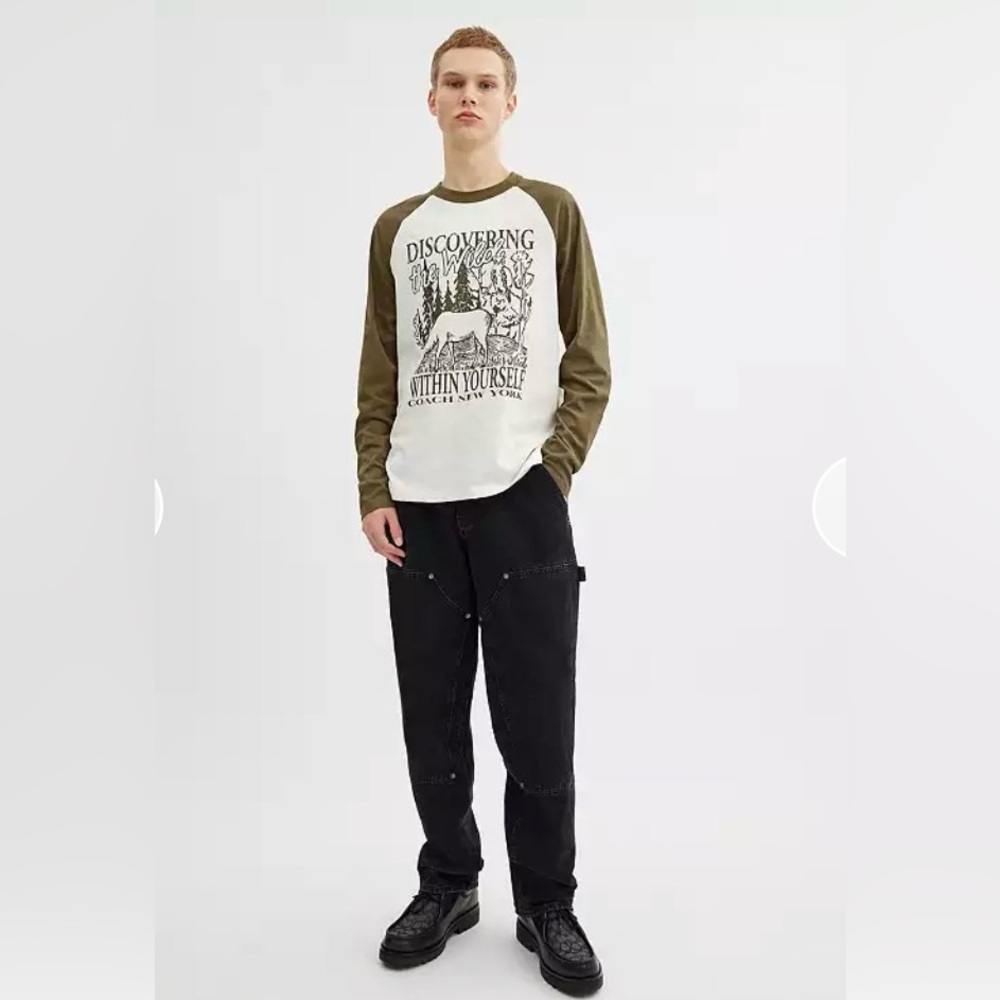NWT COACH Wild Raglan Crewneck Long Sleeve T-Shirt |Size Medium - Picture 2 of 6